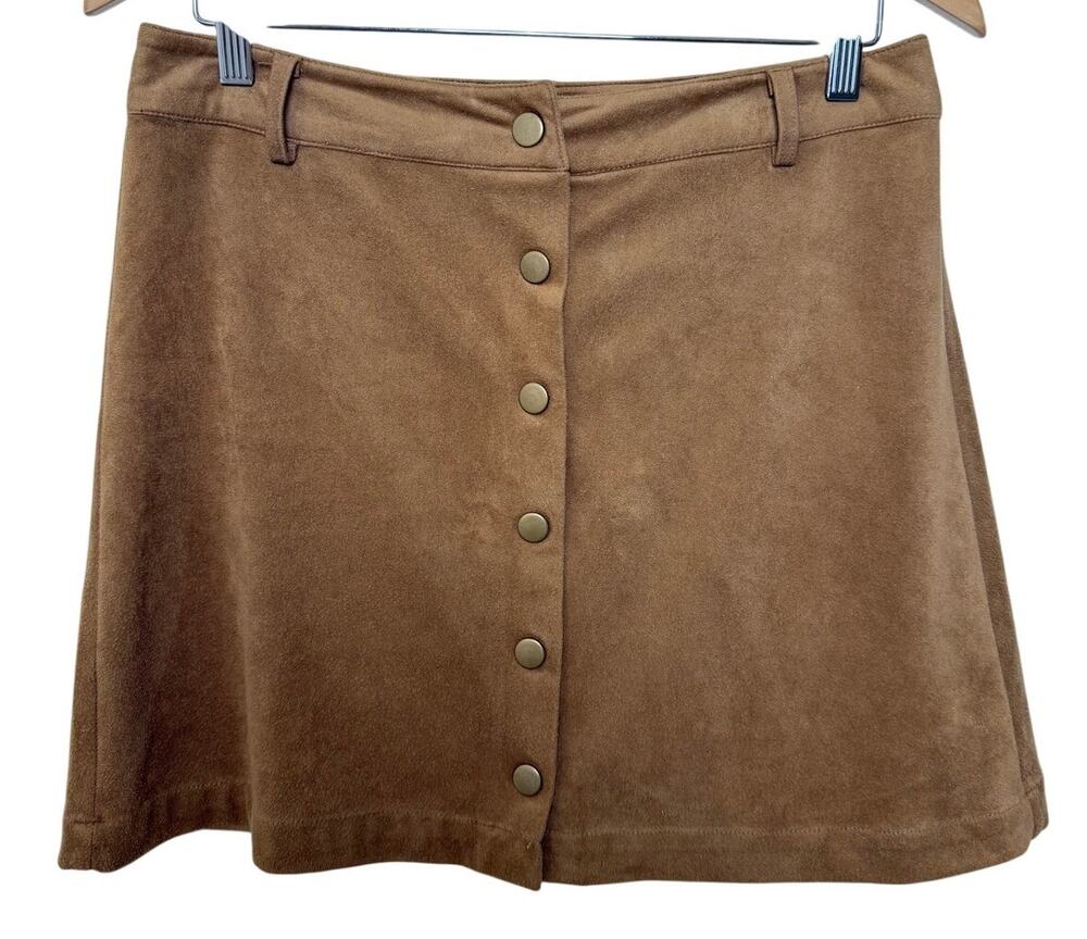 Marine Layer Brown Myra Faux Suede Button Front Mini Skirt Medium Western Boho